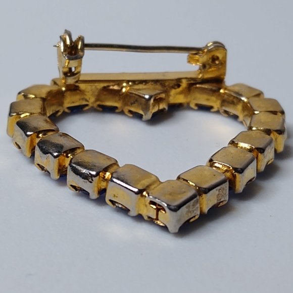 Metal And Blue Glass Heart Brooch - Picture 14 of 14